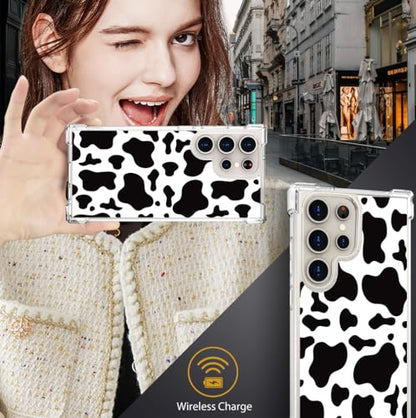 for Samsung Galaxy S24 Ultra Case - Black Cow Print - color: Black Cow Print, size: Galaxy S24 Ultra