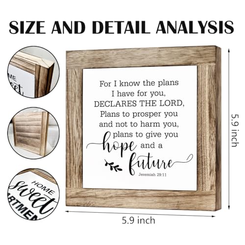 Christian Desk Sign, Farmhouse Wooden Plaque, Bible Verse Artwork Wooden Box Signs, Christian Jeremiah 29:11 Signs, Christian Gift for Women Men, For I Know The Plans I Have For You Sign - color: Christian24