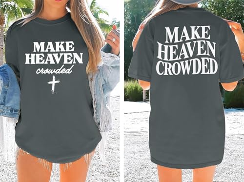 Christian Shirts for Women Oversized Faith Jesus Shirt Inspirational Tops - color: Gray3, size: Large