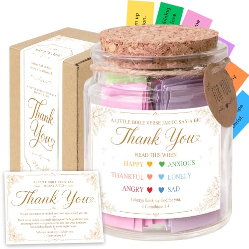 Thank You Bible Verse Jar, Thank You Gift for Women, Coworker, Pastor, Mentor, Volunteer and Friend - color: Thank you bible verse jar