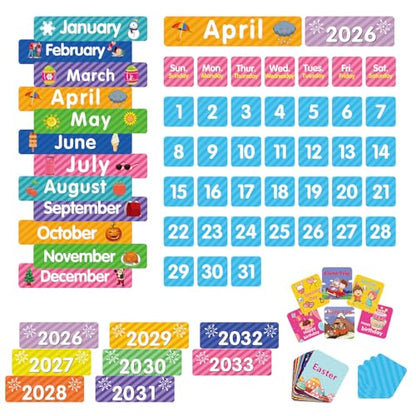 REGELETO Large 44 Pockets Calendar Pocket Chart for Classroom with 85 Cards, Size:25” X 24” Monthly Calendar and Weather Black Pocket Chart for Students Learning for Home or School (44 Pockets) - size: 44 Pockets