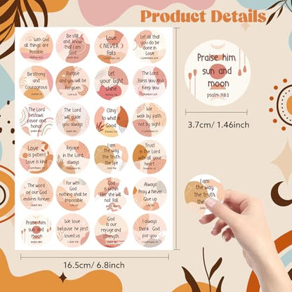 600 Pcs Boho Christian Stickers 24 Styles Bible Verse Scripture Stickers - style: Bohemian