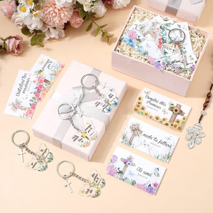 Sureio 100 Sets Spanish Christian Keychain and Cards - style: Classic Butterfly