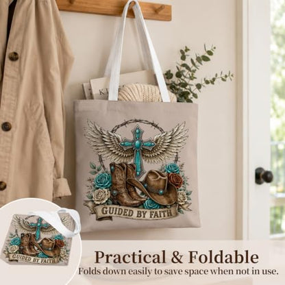Western Cowgirl Canvas Tote Bag Cowgirl Gifts - color: Western Cowboy Theme 10