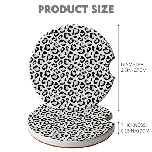 2 Pack Car Coasters for Cup Holders, Cute Car Accessories Interior (Leopard-White) - color: Leopard-white