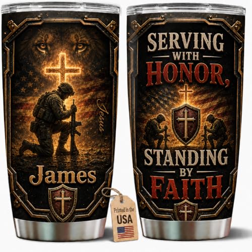 Personalized Christian Gifts For Men - A Child Of God Warrior Faith Bible Tumbler V20 - Man Of Faith Christ Religious For Dad, Husband, Grandpa on Fathers Day, Christmas, Birthday - color: CH-VAR-20