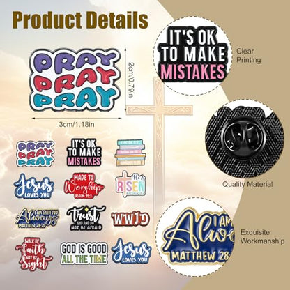 Huquary 36 Pcs Bible Lapel Pin Set Christian Faith Enamel Pins Jesus Verse Lapel Religious Gifts Christ Bible Verses Gifts