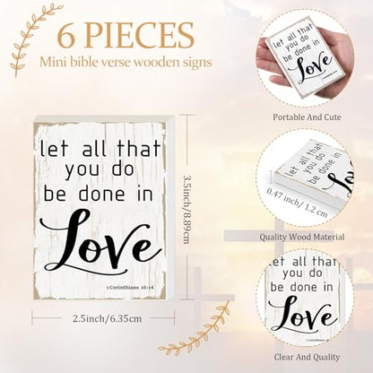 Maitys 6 Pcs Bible Verse Mini Wood Signs Religious Sign, Fresh Style - style: Fresh Style