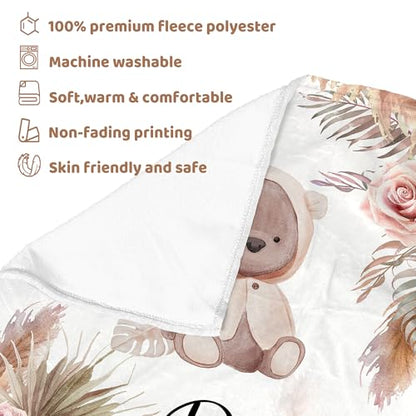 Personalized Baby Bear Blanket for Girls with Name - color: Bear