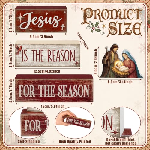 Lineshading 4 Pcs Christmas Table Decor, Nativity Scene Tiered Tray Decor - style: Nativity Scene 1