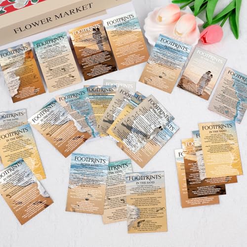 Footprints In The Sand Gospel Tract Card 240Pcs Plan of Salvation Cards Bible Verse Pocket Holy Postcards Inspirational Gospel Tracts Prayer Bookmarks Christian Gift for Women Men Church - color: Footprints In The Sand