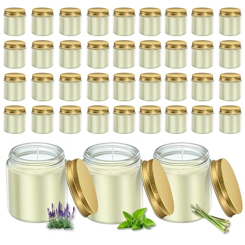 ACITHGL 36 Pcs 4oz Mini Mason Jar Candles Small Scented Candles Bulk Aromatherapy Ideal Souvenir Favors for Wedding Birthday Party (Sage, Mint, Citronella, Gold) - color: Gold, style: Sage, Mint, Citronella