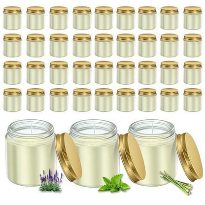 ACITHGL 36 Pcs 4oz Mini Mason Jar Candles Small Scented Candles Bulk Aromatherapy Ideal Souvenir Favors for Wedding Birthday Party (Sage, Mint, Citronella, Gold) - color: Gold, style: Sage, Mint, Citronella