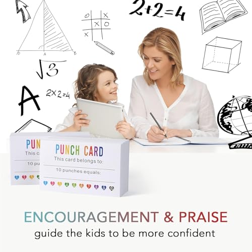 Punch Cards 200 Pack Reward Punch Cards for Classroom Incentive Awards - size: 3.5 IN Heart Colorful
