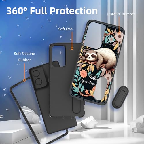 for Moto G Stylus 5G 2024 Case Built in Kickstand,Heavy Duty Protective Shockproof 3-Layer Full Body Rugged Phone Cover for Motorola Moto G Stylus 5G 2024,Cute Baby Sloth On The Tree - color: Cute Baby Sloth On The Tree