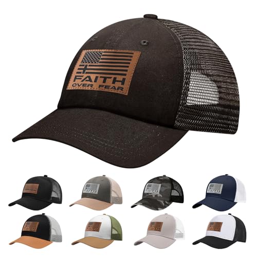 Christian Hats for Men Women, Faith Over Fear Hat - color: Coffee