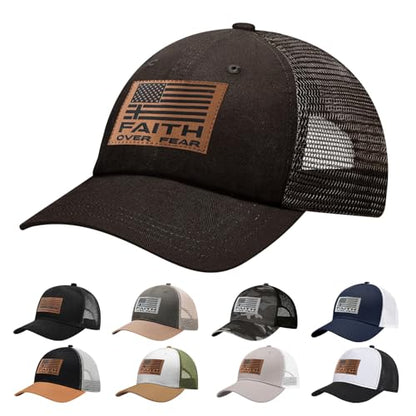 Christian Hats for Men Women, Faith Over Fear Hat - color: Coffee