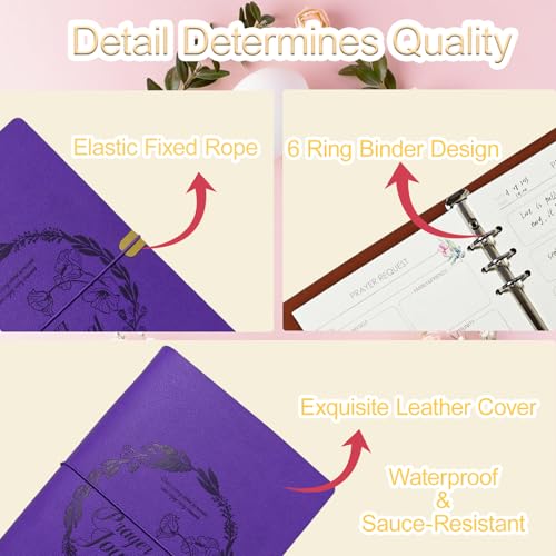 Prayer Journal for Woman, Leather Bible Journal - color: Purple
