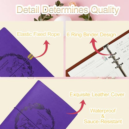 Prayer Journal for Woman, Leather Bible Journal - color: Purple