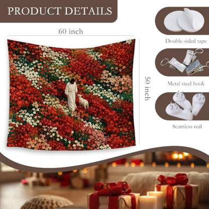 HUGANE Christian Jesus Wildflower Tapestry Wall Decor 50x60 Inch - color: Colour-05