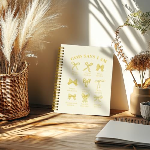 THDSE Bible Journal for Women, Christian Prayer Journal Notebook Gifts for Teen Girls Kids, Bible Study Supplies, Cute Bows Church Faith Journaling Hardcover Spiral Notebook 5.5 X 8.3(Baby Yellow) - color: BabyYellow