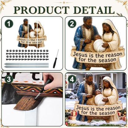 Cinnvoice Christmas Metal Yard Sign,African American Nativity Scenes - style: African American Nativity Scenes