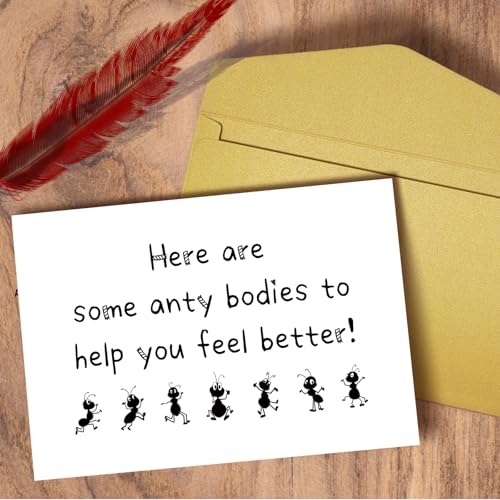Funny Get Well Card for Men Women, Humor Sympathy Card for Him Her, Get Better Card, Encouragement Card, Here Are Some Anty Bodies To Help You Feel Better - color: Get Well Card