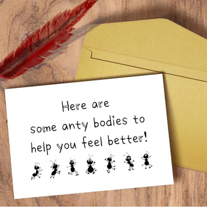Funny Get Well Card for Men Women, Humor Sympathy Card for Him Her, Get Better Card, Encouragement Card, Here Are Some Anty Bodies To Help You Feel Better - color: Get Well Card
