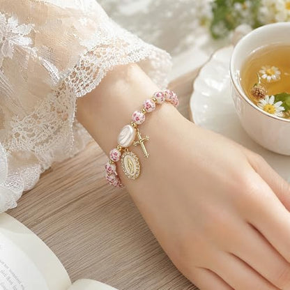 Holy Water Bracelet for Women,Religious Christian FaithJewelry - color: Red