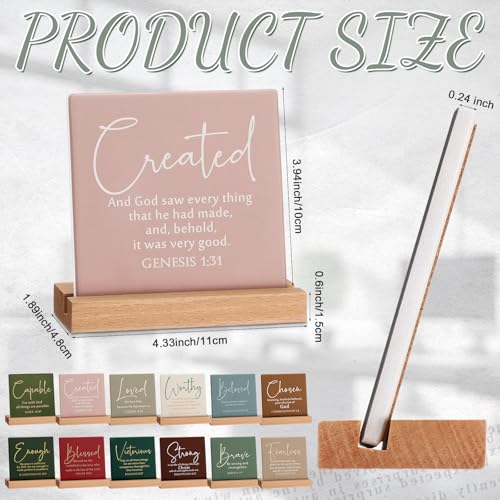 Yousoontic 12 Pcs Christian Desk Decor Bible Verse Plaque,Warm Color - color: Warm Color