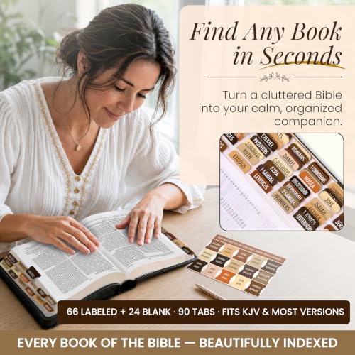 90 Christian Bible Tabs for Women, Men & Kids - Brown - color: Brown