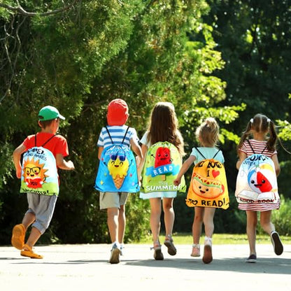24 Pcs Summer Reading Drawstring Backpack Beach Drawstring Bags Large I Love Reading Book String Bag Kids Summer End of The Year Back to School Party Favors Supplies Gifts - style: Summer Reading