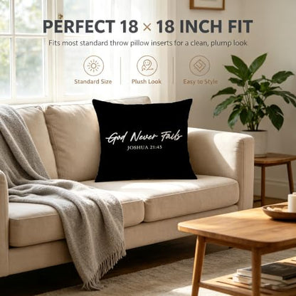 God Never Fails Throw Pillow Cover 18x18 inch - color: Bible02