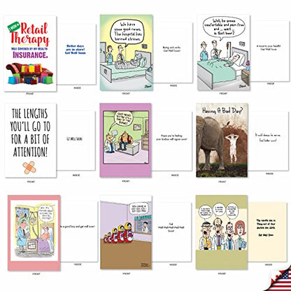 NobleWorks Funny Get Well Cards 36 Assorted Hysterical Bulk Box Set Greeting Cards Envelopes Mix Feel Better Variety Pack for Men, Women (36 Designs, 1 Each) Happy and Healthy AC2798GWG-B1x36 - style: Happy and Healthy
