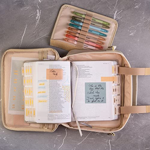 DiverseBee Large Bible Cover with Handles and Shoulder Strap, Bible Carrying Case for Women, Bible Tote Bag, Church Book Cover, Christian Gift (Geometric)