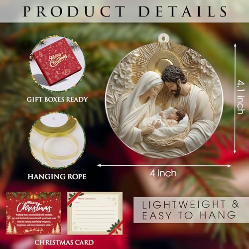 Christmas Nativity Scene Ornament, 3D-Look Acrylic Christmas Tree Hanging - color: Nativity Holy Family 3d