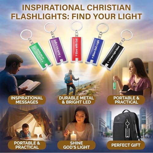 Copkim Mini Bible Keychain Christian Jesus Flashlight Bulk