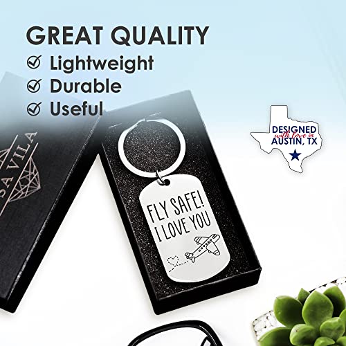 Rosa Vila Keychains For Women & Men, Gifts For Mom, Bonus Mom, Aunt, Sister, Dad, Grandma, Nurse, Teens, Coach, Teacher Pilot - style: Fly Safe Keychain
