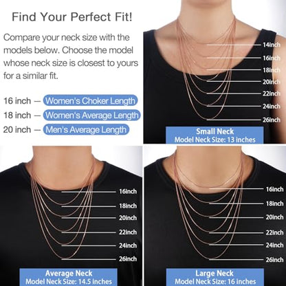 Jewlpire 18k Gold Plated 925 Sterling Silver Chain Necklace for Women, 1.1mm Cable Chains Necklace Thin & Dainty & Sturdy Women's Chain Necklaces, 14/16/17/18/20/22/24 Inches - color: Rose Gold, size: 24 Inch