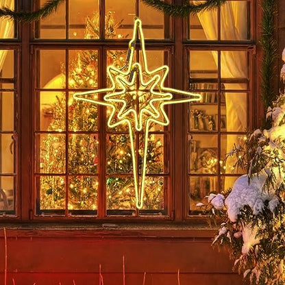Large Star of Bethlehem Outdoor Lights, 25"x16.5", 408 Warm White LED, Christmas Decorations, Nativity Scene, Yard, Porch - size: Large 25" 408LED Warm white