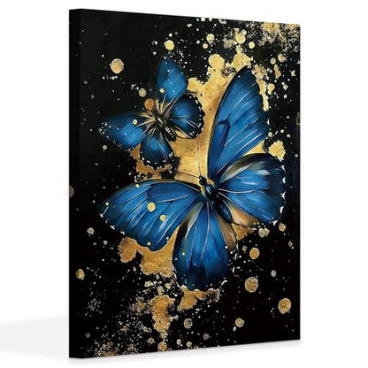 Blue Butterfly Wall Art Canvas Prints Black and Gold Bathroom Wall Decor - color: Zen Butterfly Wall Art Canvas Prints (Ready to Hang)