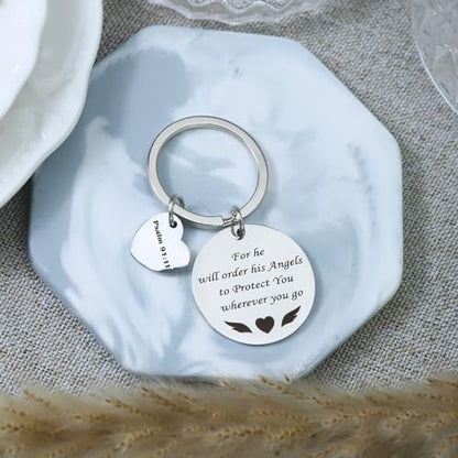 Bible Keyachain Christian Gifts for Women Cross Keychain Religious Gifts Bible Gift Faith Gift for Men - color: Psalm 91:11