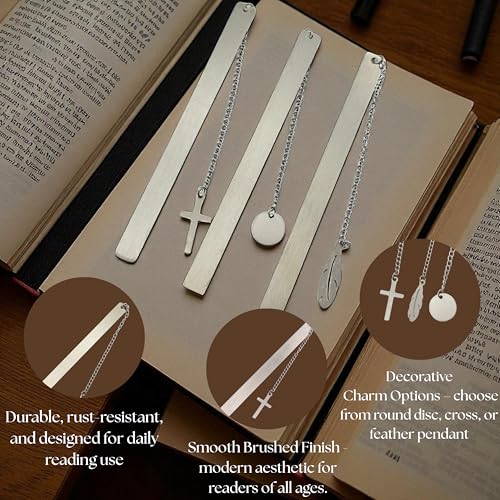 Custom Metal Bookmark with Cross Charm Durable Stainless Steel Gift Box - style: Cross Bookmark Engraved