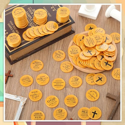 Eersida 120 Pcs Christian Coins Bulk Bible Verse Jesus Tokens, Vintage - style: Vintage