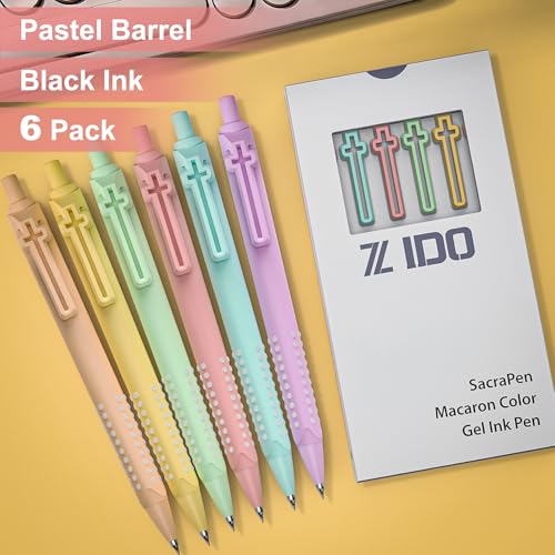 6 Pack Bible Journaling Gel Pens, 0.7mm Black Ink Retractable - color: Macaron-Black Ink