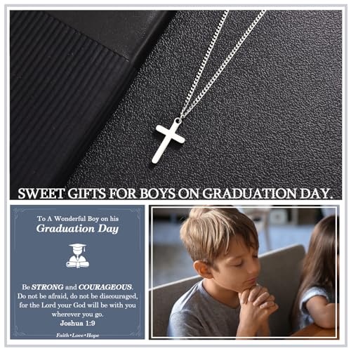 Cross Necklace for Boys Kids Christian Catholic Religious Gifts - color: Graduation -Boys