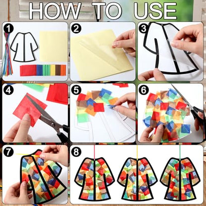 Motipuns 32 Sets Bible Crafts for Kids, Coat Suncatcher Kit Stained Glass - style: Coat