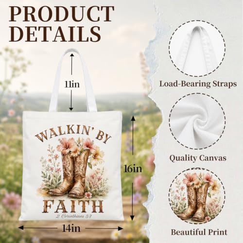 Western Cowgirl Canvas Tote Bag Cowgirl Gifts - color: Western Cowboy Theme 8