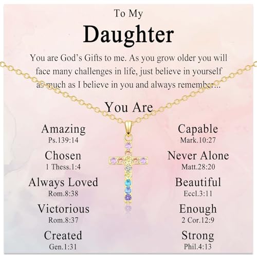 Gold Cross Necklace for Little Girl Daughter Granddaughter Niece Sister - color: To My Daughter