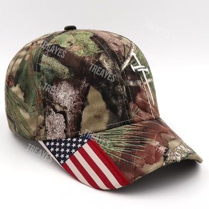 Redeemed 3 Nails Cross Hat with American Flag Christian Hats for Men Women Adjustable Cotton Embroidered Baseball Cap - color: Camouflage